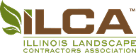 Logo of ILCA, Illinois Landscape Contractors Association, featuring stylized green leaves and brown text.